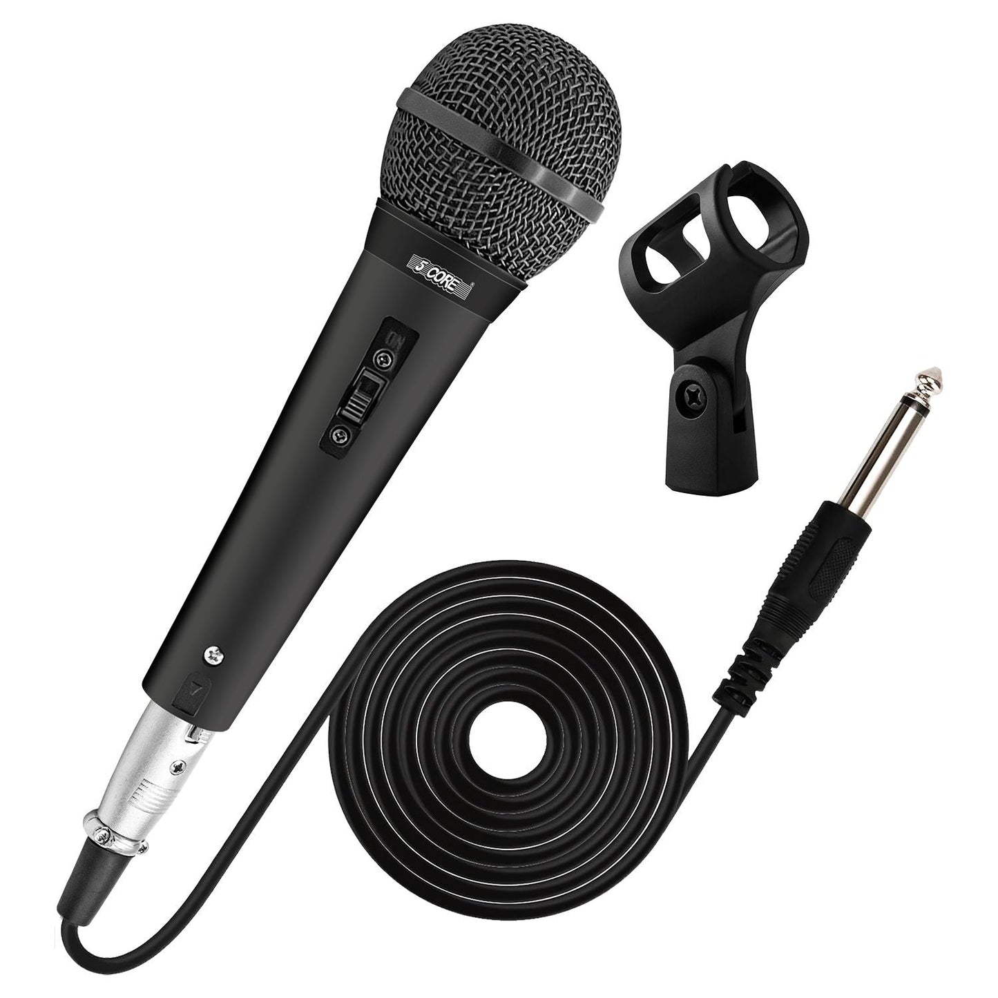 5 CORE Microphone Dynamic Vocal Handheld Mic Cardioid Unidirectional Microfono w On Off Switch + XLR Audio Cable for Singing Karaoke Public Speaking & Parties - PM 1O1 BLK