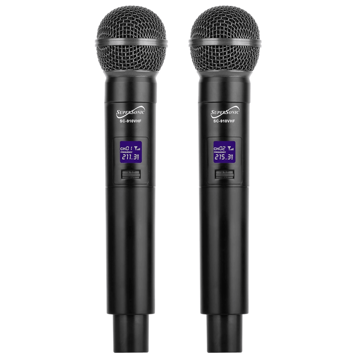 Supersonic VHF Dual Fixed Channel Professional Wireless Microphone with Carry Case