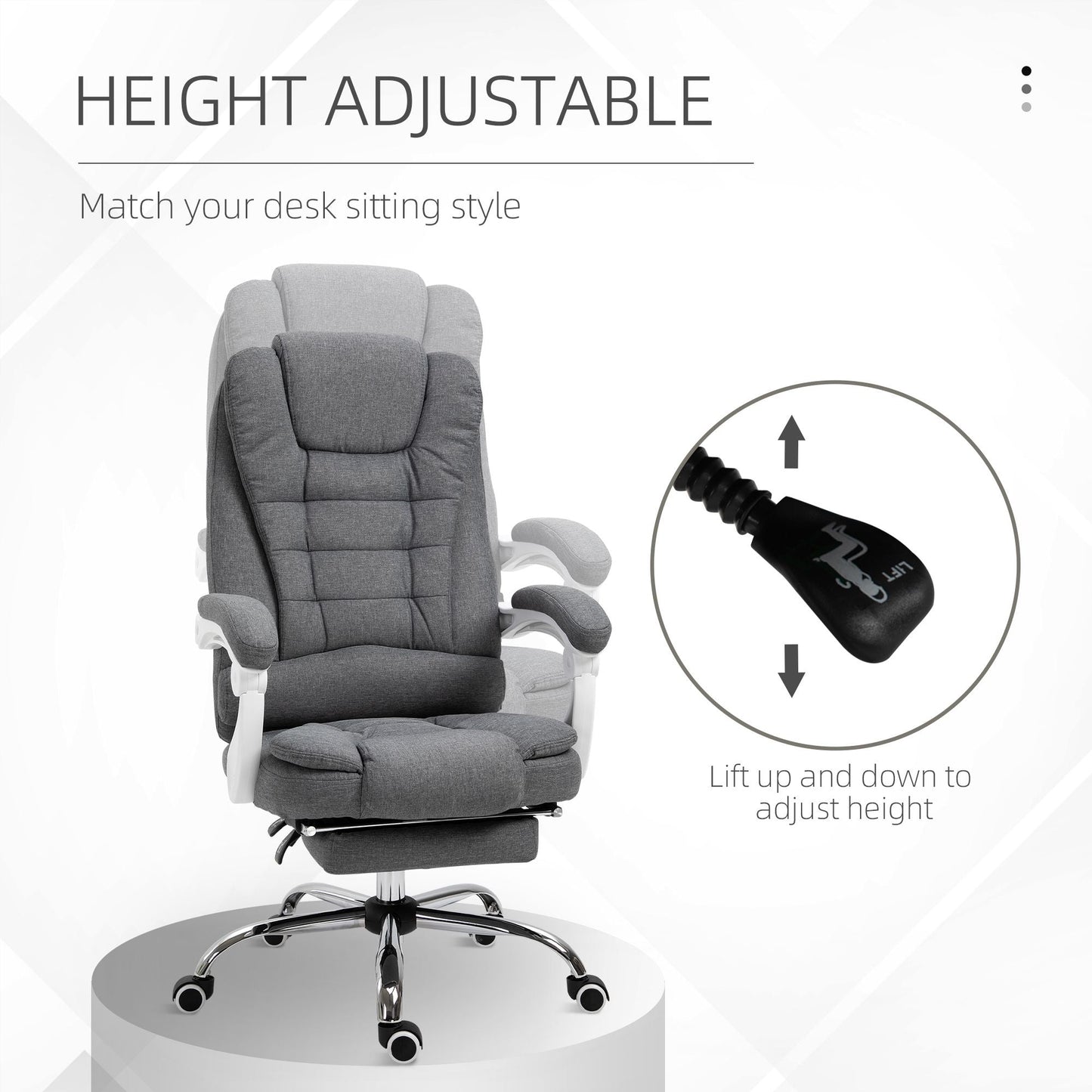 Vinsetto Executive Office Chair with Footrest, Linen - Fabric Computer Chair