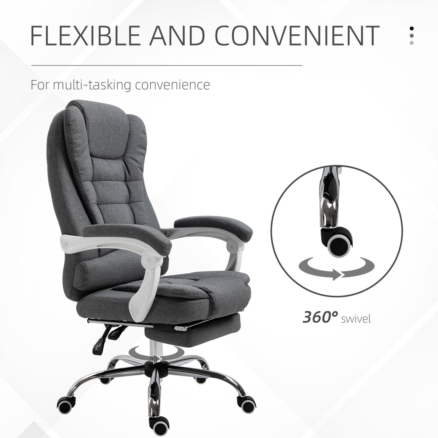 Vinsetto Executive Office Chair with Footrest, Linen - Fabric Computer Chair