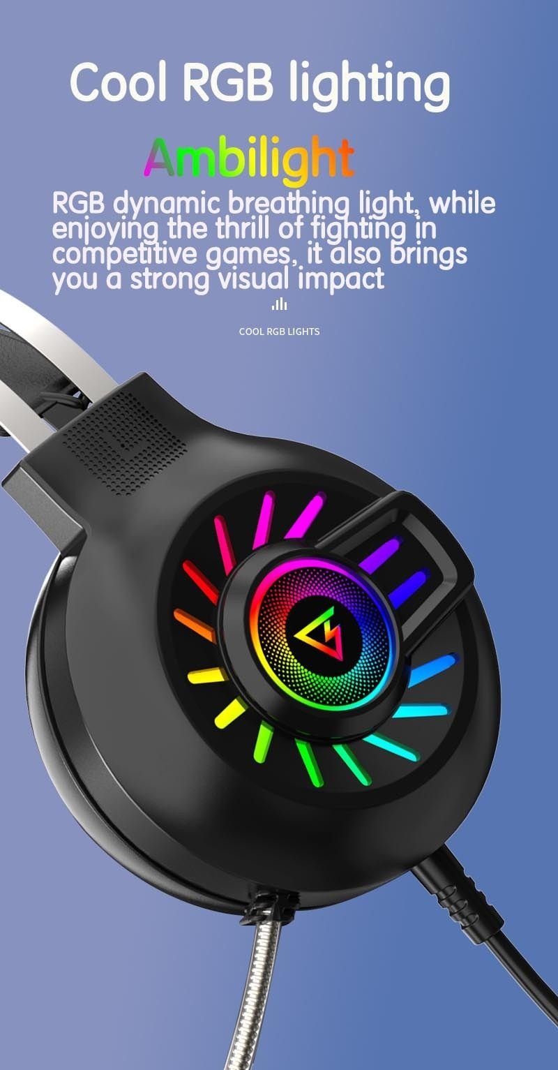 Wired microphone headband in - line headset pink game rainbow light - emitting computer 7.1 channel headset