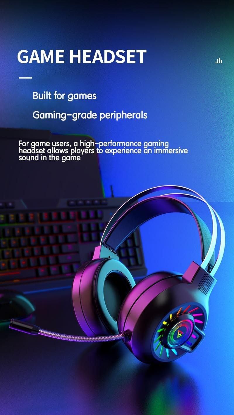 Wired microphone headband in - line headset pink game rainbow light - emitting computer 7.1 channel headset