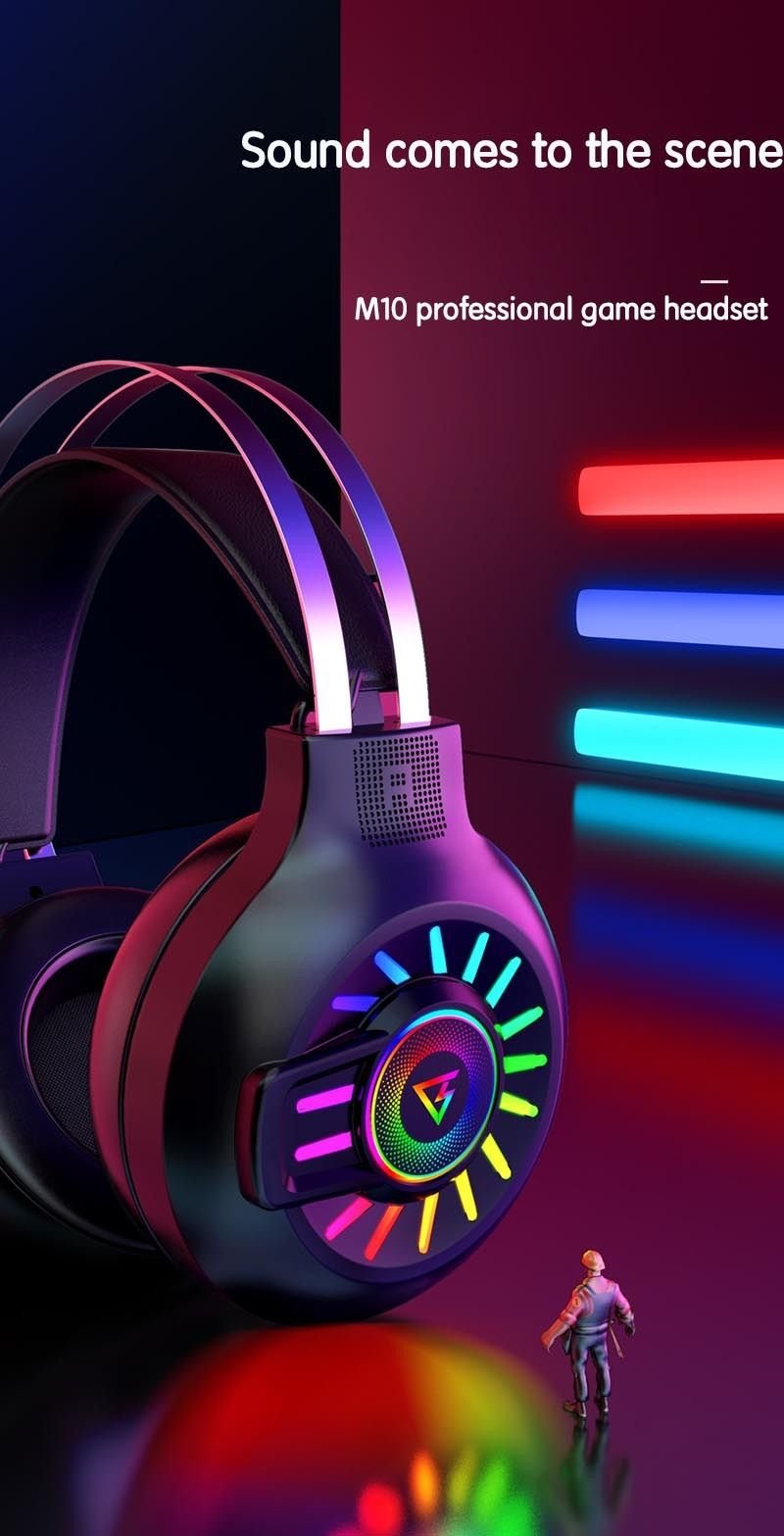 Wired microphone headband in - line headset pink game rainbow light - emitting computer 7.1 channel headset