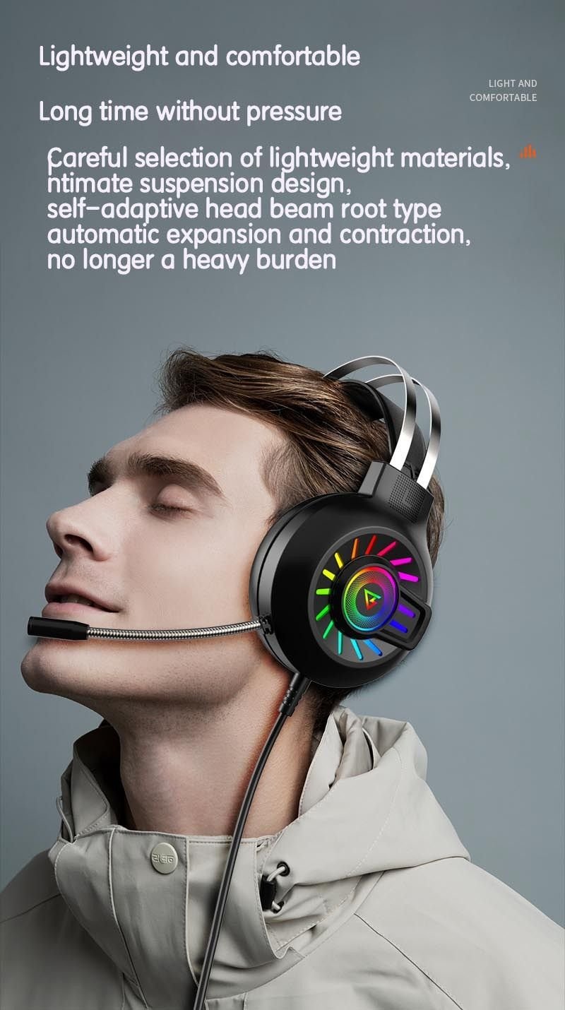 Wired microphone headband in - line headset pink game rainbow light - emitting computer 7.1 channel headset