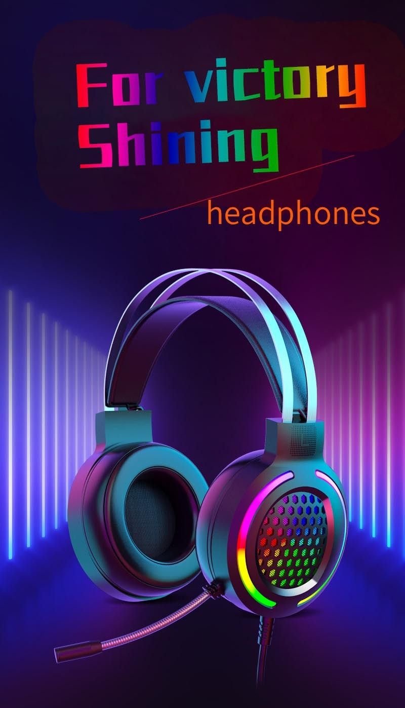 Wired Overhead Illuminated Headset Gaming Gaming RGB Illuminated with Microphone Headset