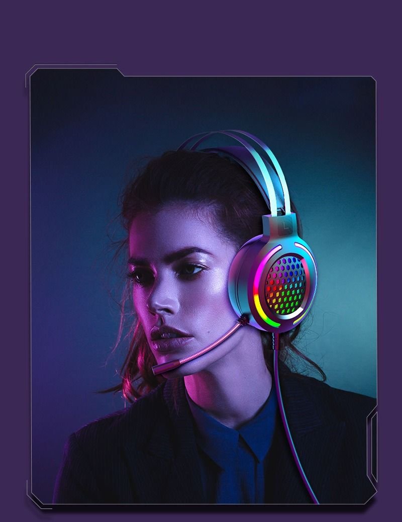 Wired Overhead Illuminated Headset Gaming Gaming RGB Illuminated with Microphone Headset