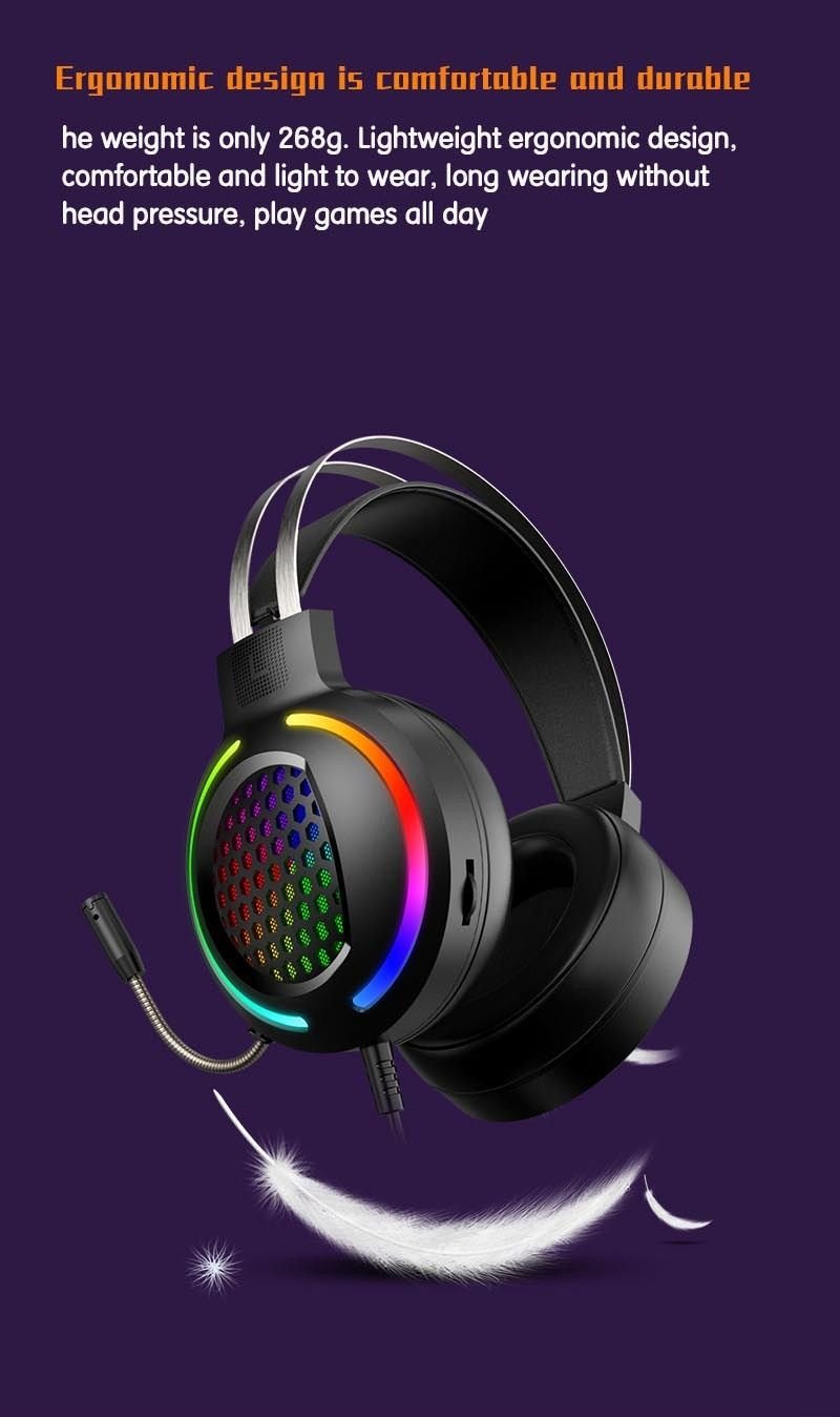 Wired Overhead Illuminated Headset Gaming Gaming RGB Illuminated with Microphone Headset
