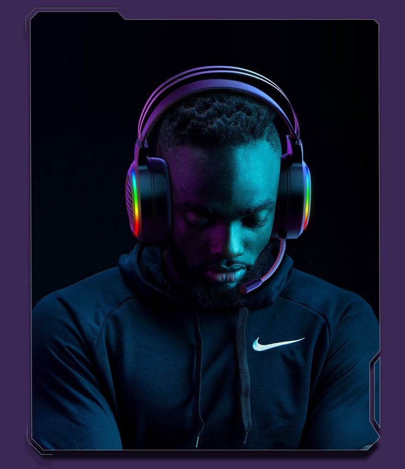 Wired Overhead Illuminated Headset Gaming Gaming RGB Illuminated with Microphone Headset