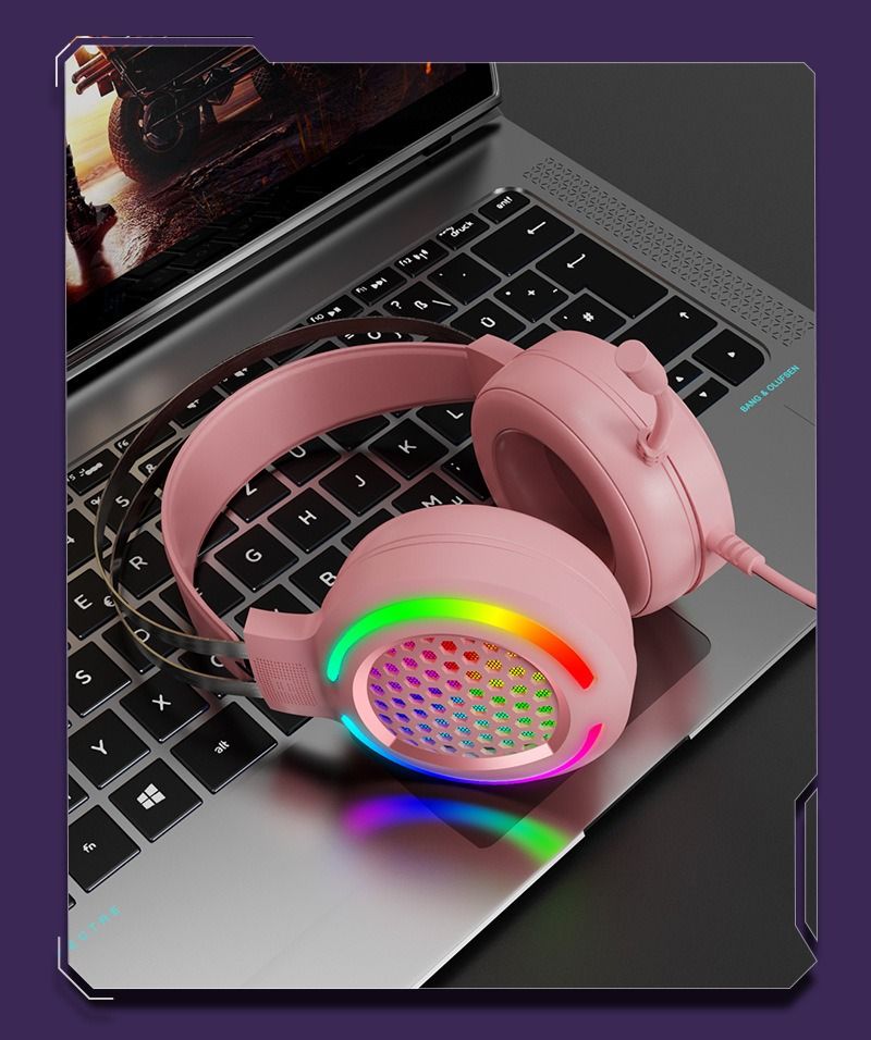 Wired Overhead Illuminated Headset Gaming Gaming RGB Illuminated with Microphone Headset