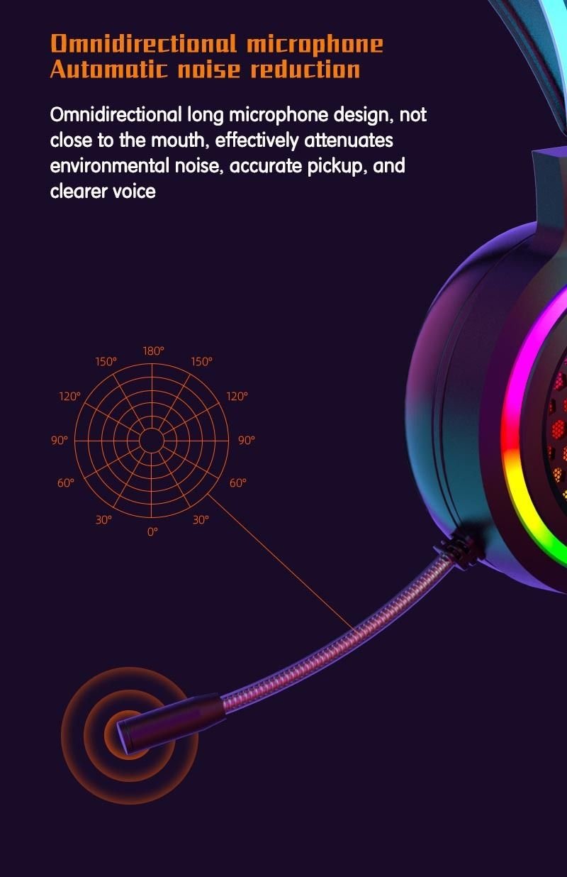 Wired Overhead Illuminated Headset Gaming Gaming RGB Illuminated with Microphone Headset