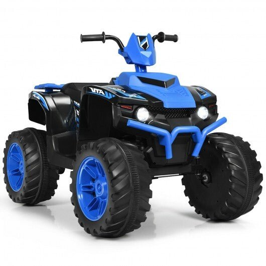 12V Kids Ride on ATV with LED Lights and Treaded Tires and LED lights - Navy - Color: Navy - Asmota