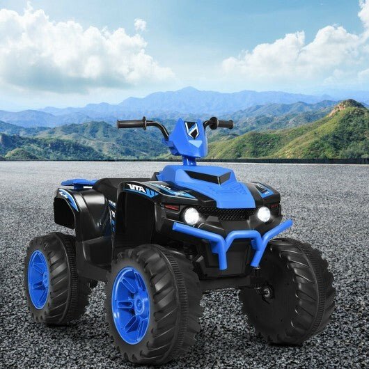 12V Kids Ride on ATV with LED Lights and Treaded Tires and LED lights - Navy - Color: Navy - Asmota