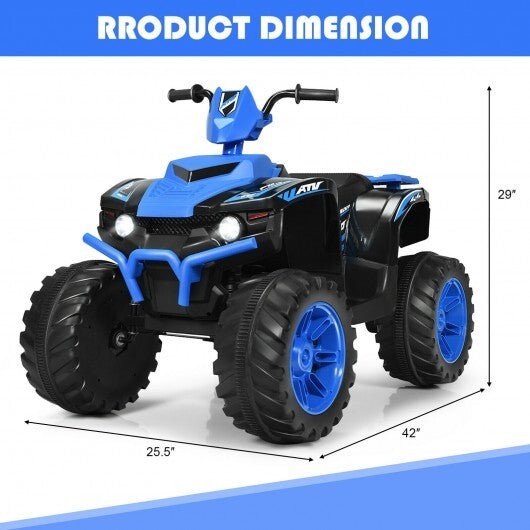 12V Kids Ride on ATV with LED Lights and Treaded Tires and LED lights - Navy - Color: Navy - Asmota