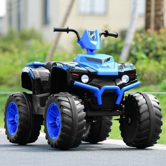 12V Kids Ride on ATV with LED Lights and Treaded Tires and LED lights - Navy - Color: Navy - Asmota
