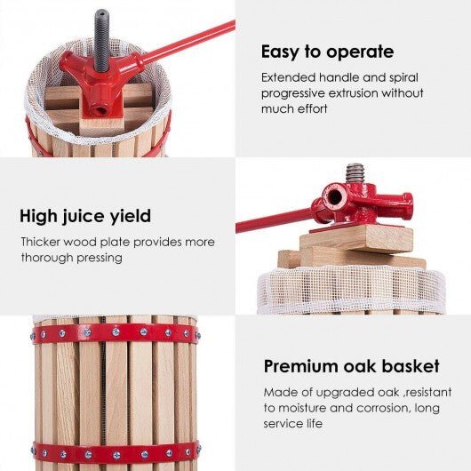 1.6 Gallon Fruit Wine Press Cider Juice Maker Tool - Color: Natural - Asmota