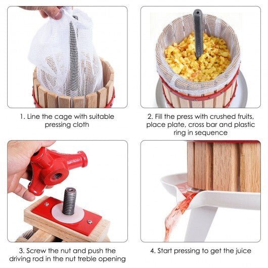 1.6 Gallon Fruit Wine Press Cider Juice Maker Tool - Color: Natural - Asmota