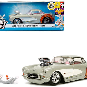 1957 Chevrolet Corvette Beige with Pink Interior with Bugs Bunny Figure 
