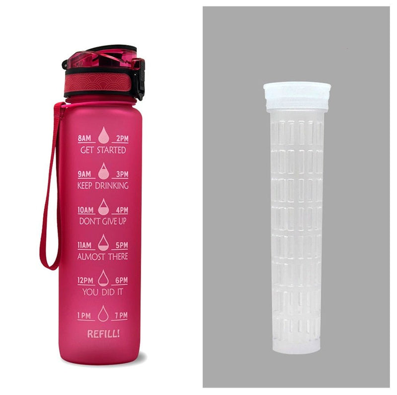 1L Tritan Water Bottle With Time Marker Bounce Cover Motivational Water Bottle Cycling Leakproof Cup For Sports Fitness Bottles - Asmota