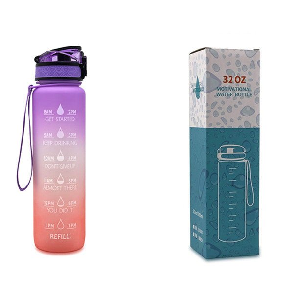 1L Tritan Water Bottle With Time Marker Bounce Cover Motivational Water Bottle Cycling Leakproof Cup For Sports Fitness Bottles - Asmota