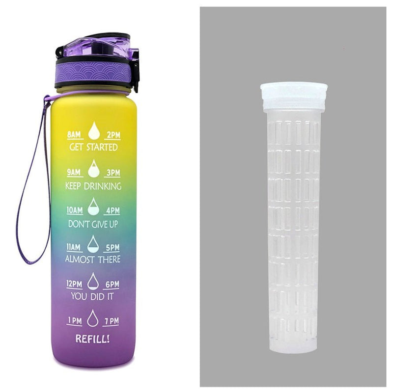 1L Tritan Water Bottle With Time Marker Bounce Cover Motivational Water Bottle Cycling Leakproof Cup For Sports Fitness Bottles - Asmota