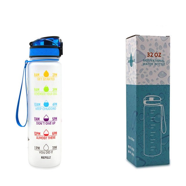 1L Tritan Water Bottle With Time Marker Bounce Cover Motivational Water Bottle Cycling Leakproof Cup For Sports Fitness Bottles - Asmota
