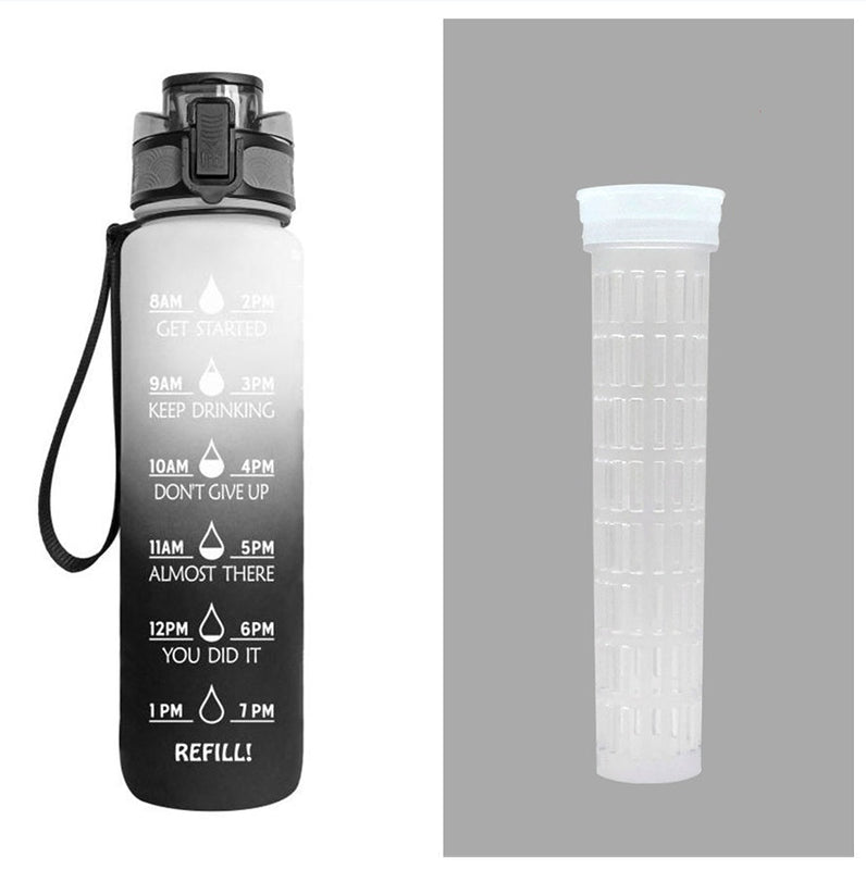 1L Tritan Water Bottle With Time Marker Bounce Cover Motivational Water Bottle Cycling Leakproof Cup For Sports Fitness Bottles - Asmota