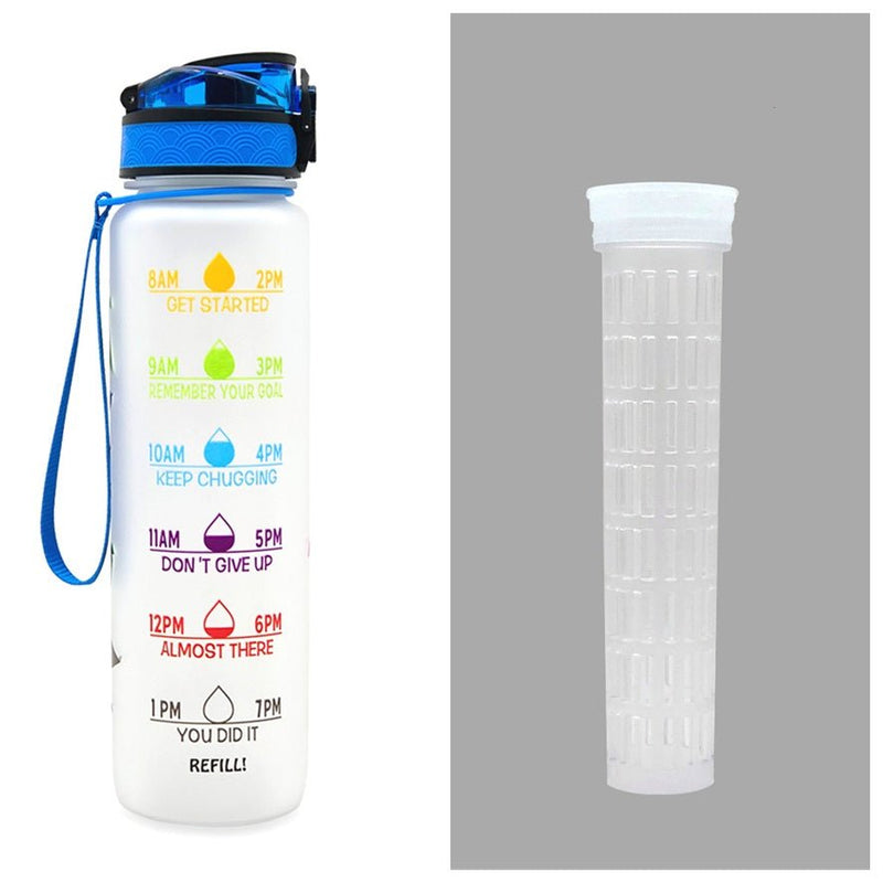 1L Tritan Water Bottle With Time Marker Bounce Cover Motivational Water Bottle Cycling Leakproof Cup For Sports Fitness Bottles - Asmota