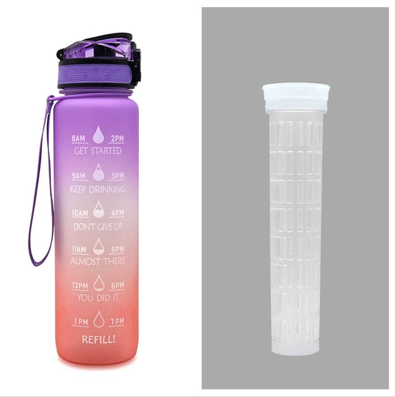 1L Tritan Water Bottle With Time Marker Bounce Cover Motivational Water Bottle Cycling Leakproof Cup For Sports Fitness Bottles - Asmota