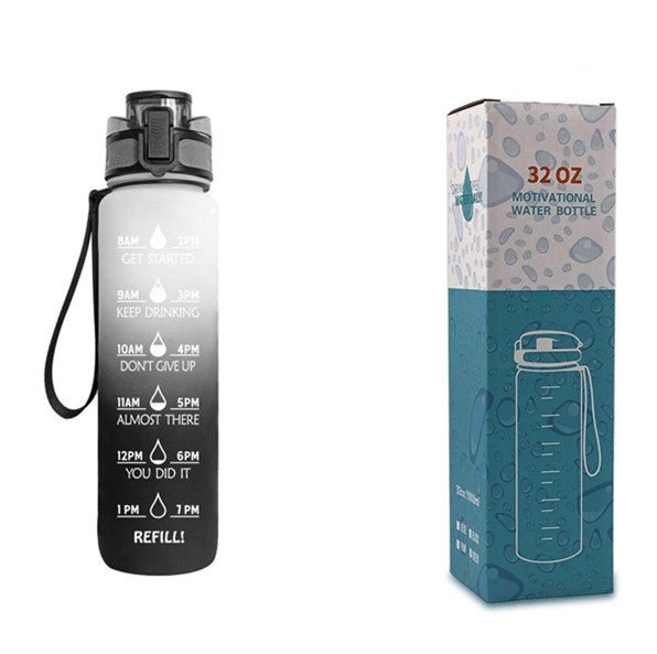 1L Tritan Water Bottle With Time Marker Bounce Cover Motivational Water Bottle Cycling Leakproof Cup For Sports Fitness Bottles - Asmota