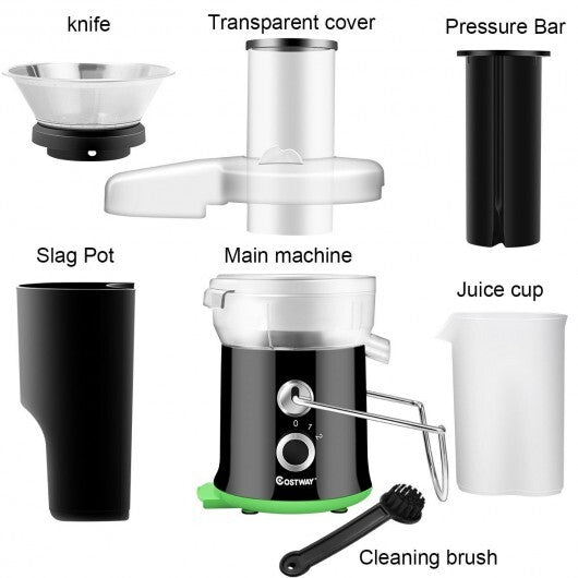 2 Speed Wide Mouth Fruit and Vegetable Centrifugal Electric Juicer - Color: Black - Asmota