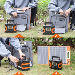200W Peak Power Station, Flashfish CPAP Battery 166Wh 45000mAh Backup Power Pack With 60W 18V Portable Solar Panel, FLASHFISH Foldable Solar Charger