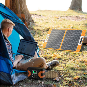 200W Peak Power Station, Flashfish CPAP Battery 166Wh 45000mAh Backup Power Pack With 60W 18V Portable Solar Panel, FLASHFISH Foldable Solar Charger