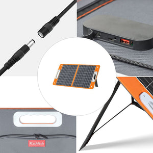 200W Peak Power Station, Flashfish CPAP Battery 166Wh 45000mAh Backup Power Pack With 60W 18V Portable Solar Panel, FLASHFISH Foldable Solar Charger
