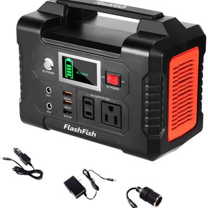 200W Portable Power Station, FlashFish 40800mAh Solar Generator with 110V AC Outlet/2 DC Ports/3 USB Ports, Backup Battery Pack Power Supply for CPAP Outdoor Advanture Load Trip Camping Emergency