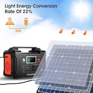 200W Portable Power Station, FlashFish 40800mAh Solar Generator with 110V AC Outlet/2 DC Ports/3 USB Ports, USB - C/QC3.0 for Phones, Tablets On Camping Van RV Road Trip