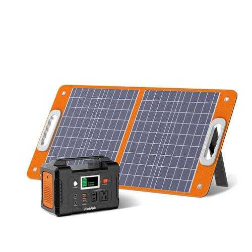 200W Portable Power Station, FlashFish 40800mAh Solar Generator with 110V AC Outlet/2 DC Ports/3 USB Ports, USB - C/QC3.0 for Phones, Tablets On Camping Van RV Road Trip
