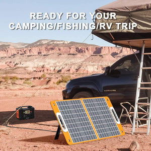 200W Portable Power Station, FlashFish 40800mAh Solar Generator with 110V AC Outlet/2 DC Ports/3 USB Ports, USB - C/QC3.0 for Phones, Tablets On Camping Van RV Road Trip