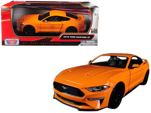 2018 Ford Mustang GT 5.0 Orange with Black Wheels 1/24 Diecast Model Car by Motormax - Asmota