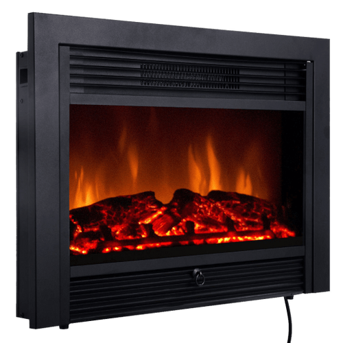 28.5 Inch Electric Fireplace Recessed with 3 Flame Colors - Color: Black - Size: 28.5 inches