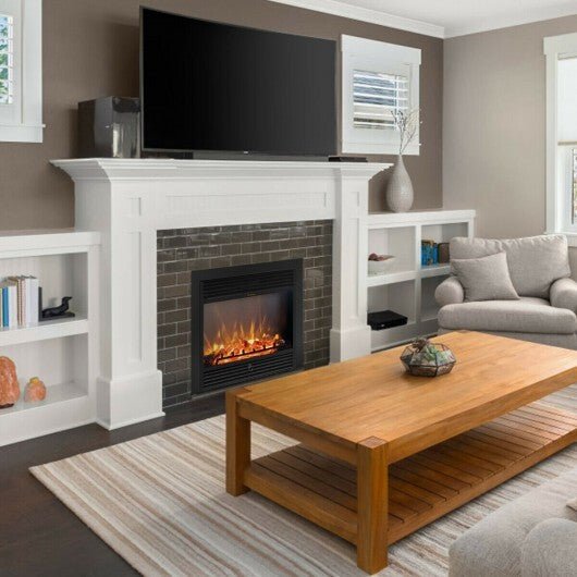 28.5 Inch Electric Fireplace Recessed with 3 Flame Colors - Color: Black - Size: 28.5 inches - Asmota