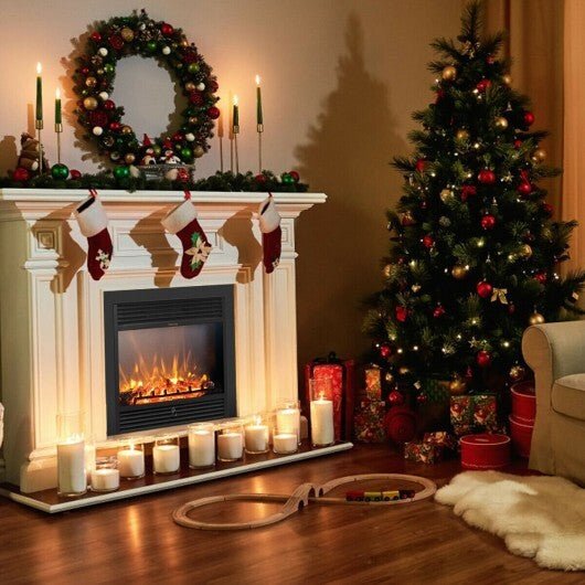 28.5 Inch Electric Fireplace Recessed with 3 Flame Colors - Color: Black - Size: 28.5 inches - Asmota