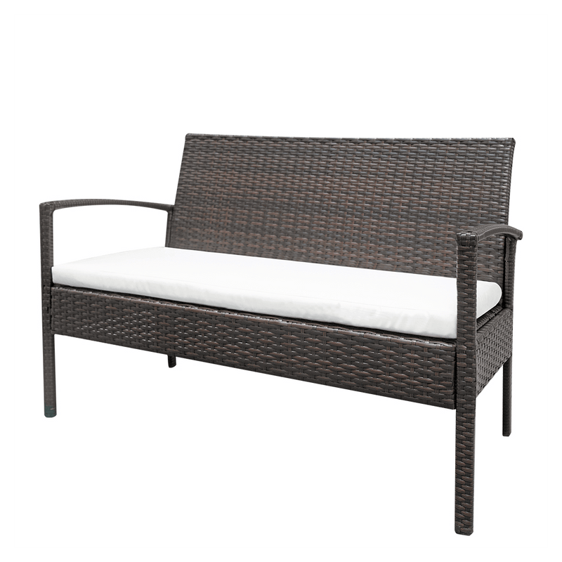 2pcs Arm Chairs 1pc Love Seat & Tempered Glass Coffee Table Rattan Sofa Set Brown Gradient - Asmota