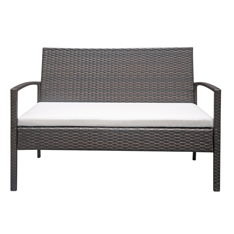 2pcs Arm Chairs 1pc Love Seat & Tempered Glass Coffee Table Rattan Sofa Set Brown Gradient - Asmota