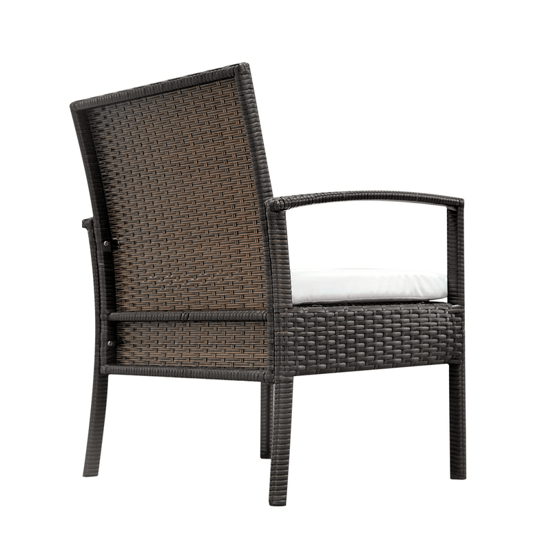 2pcs Arm Chairs 1pc Love Seat & Tempered Glass Coffee Table Rattan Sofa Set Brown Gradient - Asmota