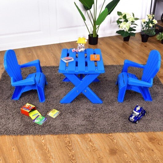3 - Piece Plastic Children Table Chair Set - Blue - Color: Blue - Asmota
