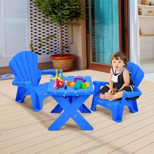 3 - Piece Plastic Children Table Chair Set - Blue - Color: Blue - Asmota