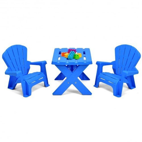 3 - Piece Plastic Children Table Chair Set - Blue - Color: Blue - Asmota