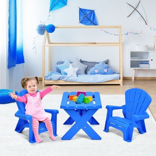 3 - Piece Plastic Children Table Chair Set - Blue - Color: Blue - Asmota
