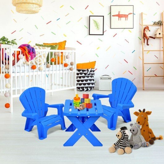 3 - Piece Plastic Children Table Chair Set - Blue - Color: Blue - Asmota