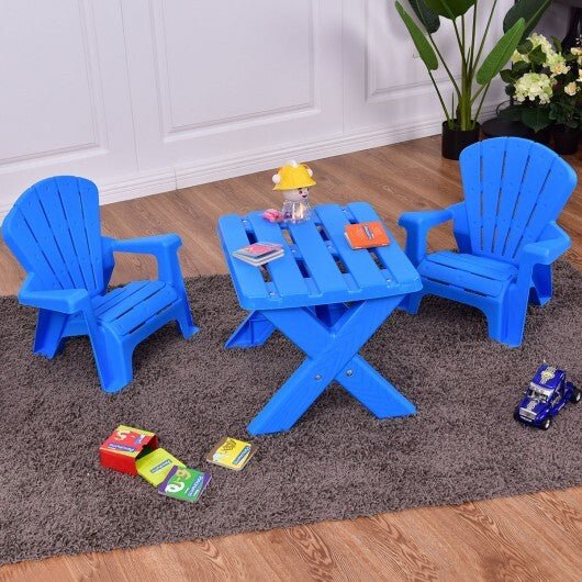 3 - Piece Plastic Children Table Chair Set - Blue - Color: Blue - Asmota